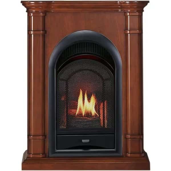 Dual Fuel Vent Free Gas Fireplace System, 15,000 BTU, T-Stat Control, Apple Spice Finish