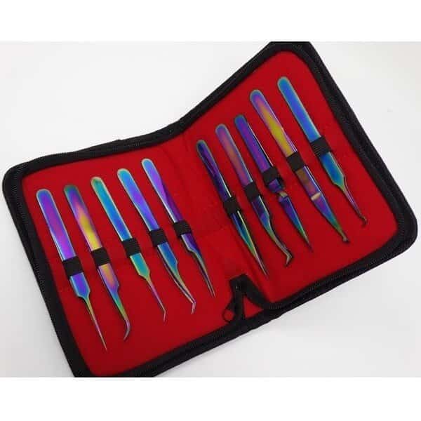 Multi Color Jeweler Style Fine Point Micro Tweezers, PK10