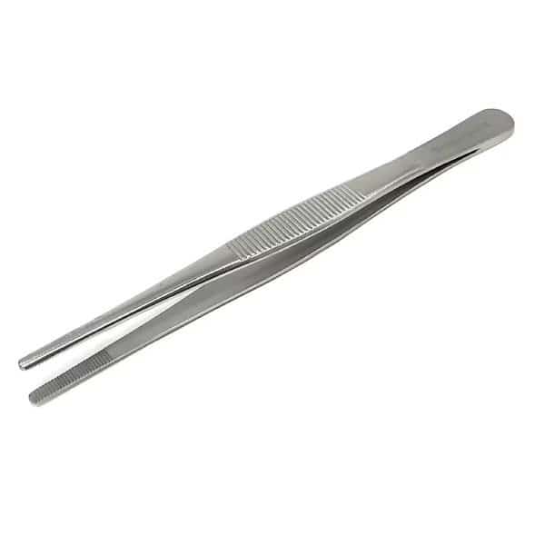 Utility Tweezers Straight Serrated Jaws 5L, Stainless Steel