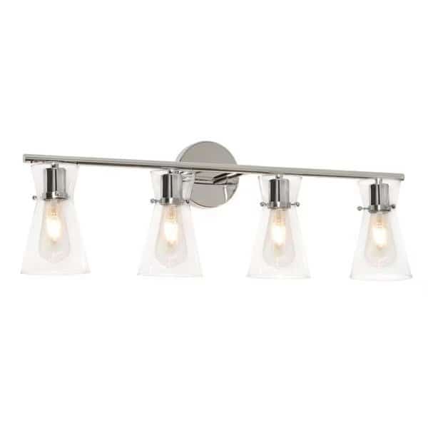 Amanda Vanity Medium Base; Polished Chrome; Clear Glass