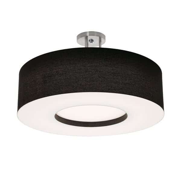 Montclair 24in. LED Semi-Flush Mount, Satin Nickel Finish, Black Shade