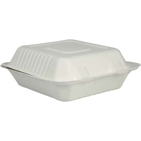 Containers, To-Go, Clam Shell Meal Box w/ Hinged Lid