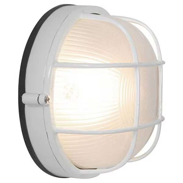 Nauticus Dual Mount, 1 Light Outdoor Bulkhead, White Finish, Frosted Glass