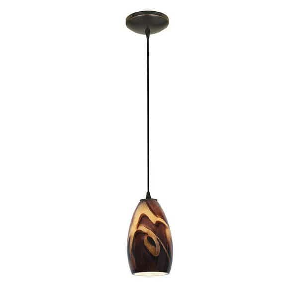 Champagne, Pendant, Oil Rubbed Bronze Finish, Inca Glass