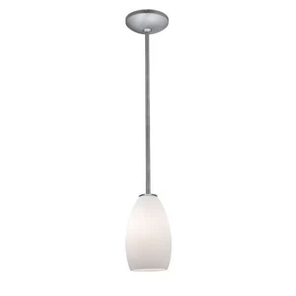 Champagne, Pendant, Brushed Steel Finish, Opal Glass