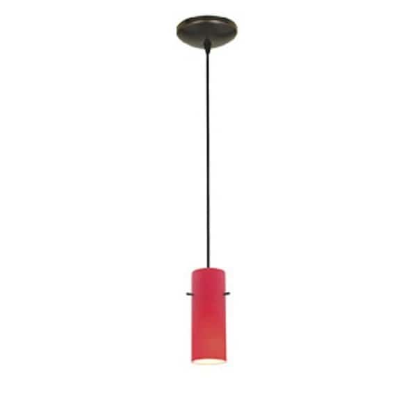 Cylinder, Pendant, Oil Rubbed Bronze Finish, Red Glass, Access Lighting, Mfr#: 28030-1C-ORB/RED