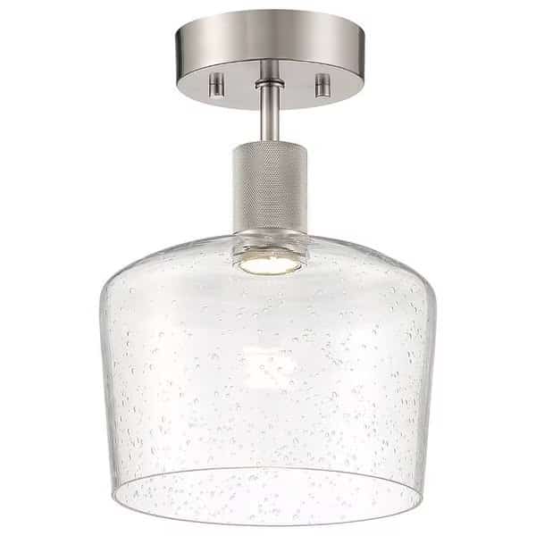 Port Nine Chardonnay, Chardonnay LED SemiFlush, Brushed Steel Finish, Seeded Glass, Access Lighting, Mfr#: 63147LEDD-BS/SDG