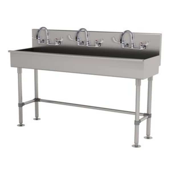 3 Stat 16 Ga. 304 SS ADA Floor Mt Square Corner Sink - Faucet Included