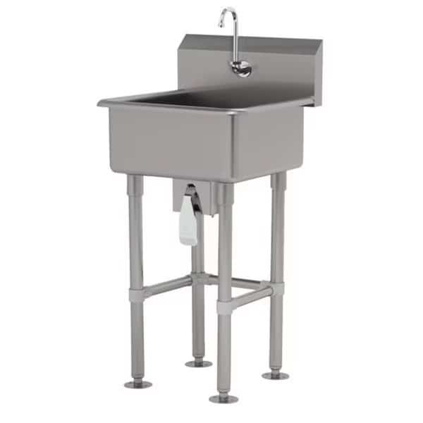12 Deep NSF 16 Ga. 304 SS Floor Mt Sink - Knee Operated Faucet