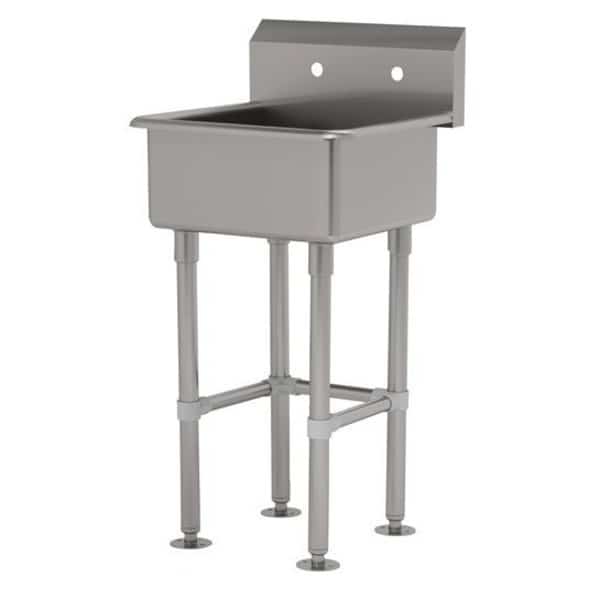 10 Deep NSF 14 Ga. 304 SS Floor Mt Sink - Faucet Omitted