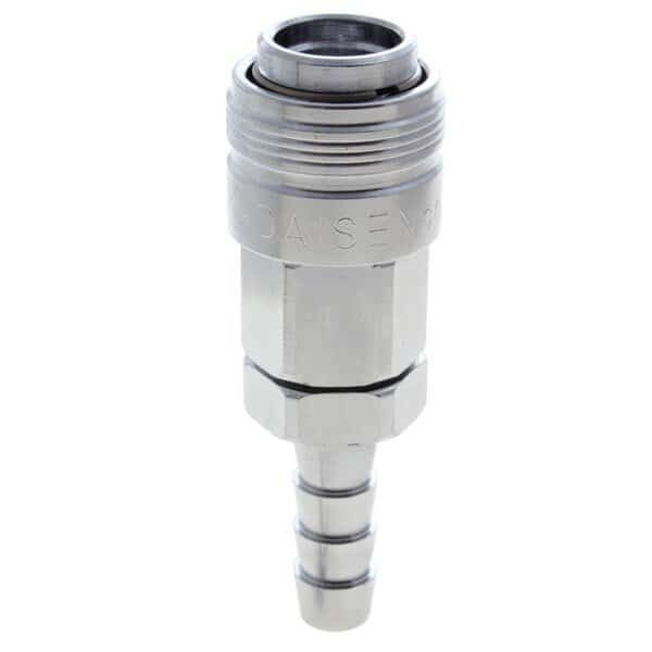 Coupler, Chrome, Automatic, Industrial, 1/4" Body Size, 1/4" Hose Barb