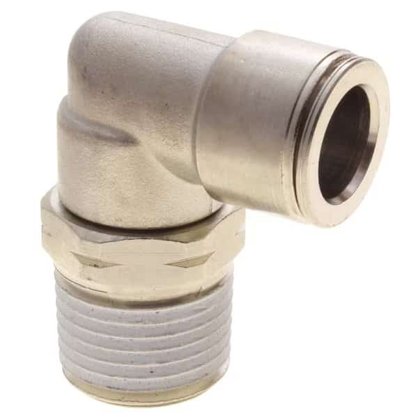 Fitting, PTC, Male Hex Elbow, Swivel, Brass 10mm x 3/8" Male BSPT (R)