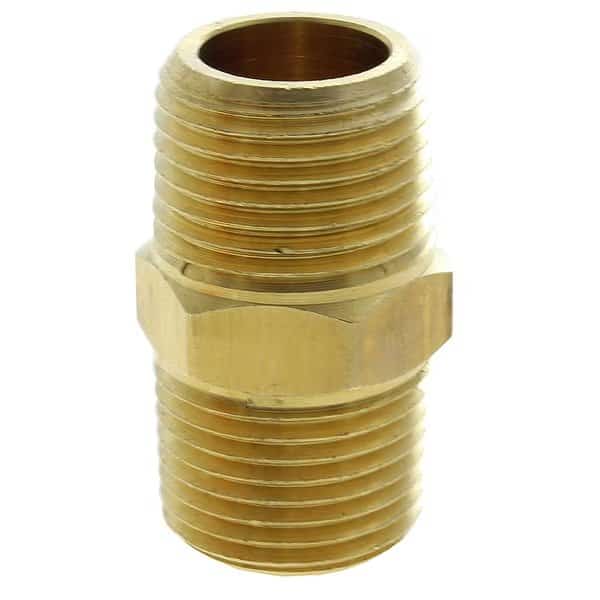 Fitting, Brass, Male Hex Nipple, 3/8" Male x 3/8" Male NPT