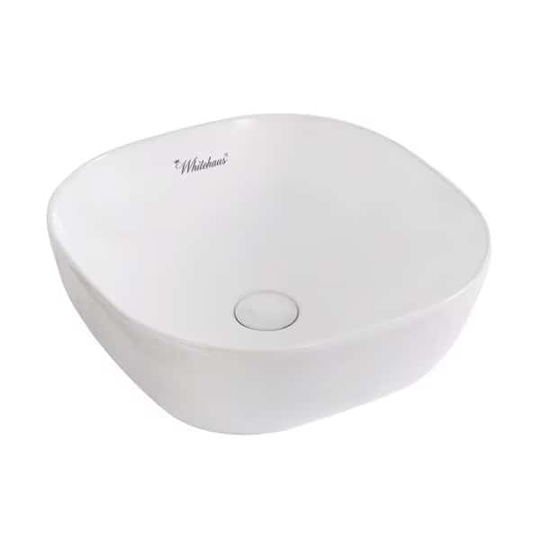 Isabella Plus Collection Square Above Mount Basin W/ Center Drain, Wht