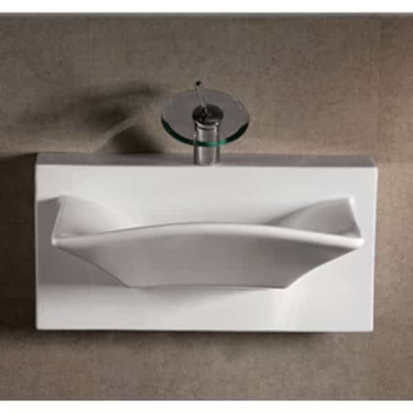 Rctnglr Wall Mount Basin W/ Integrated Rctnglr Bowl, Sgl Faucet Hole An