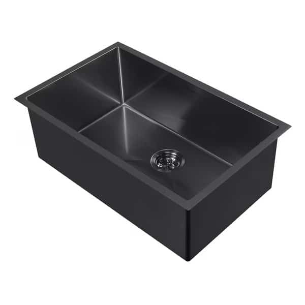 16 Gauge Sgl Bowl Matte Textured Dual-Mount Sink Set, Matte Blk