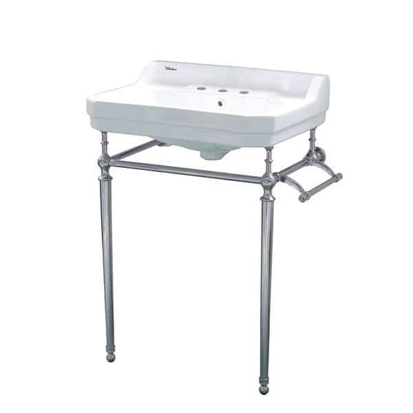 Console W/ Integrated Rctnglr Bowl W/ Widespread Hole Drill, Nckl Leg S