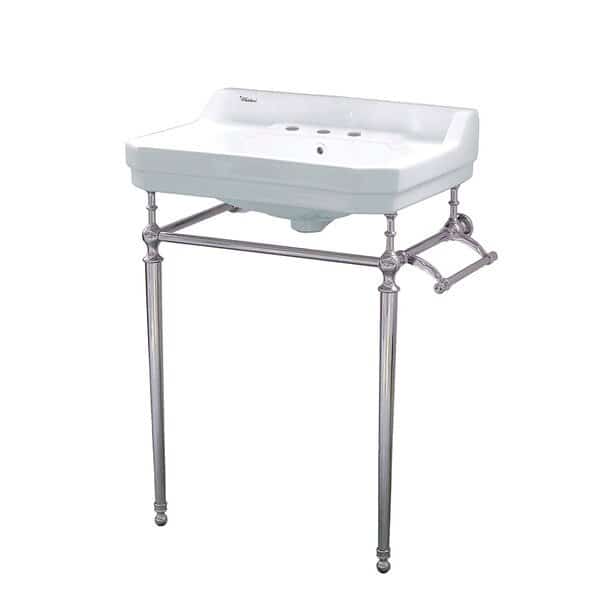 Console W/ Integrated Rctnglr Bowl W/ Widespread Hole Drill, Nckl Leg S
