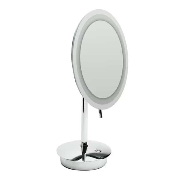 Polished Chrome Tabletop Rnd 9" 5x Magnifying Cosmetic Mirror W/ Light