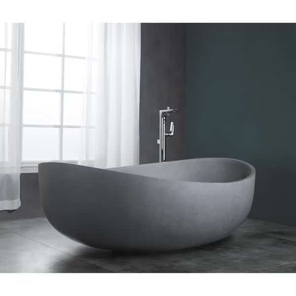 Tub, 63 L, 38.5 W, Gray Matte, Concrete
