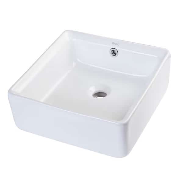 EAGO BA130 15" SQUARE CERAMIC ABOVE MOUNT BATHROOM BASIN VESSEL SINK, Eago, Mfr#: BA130