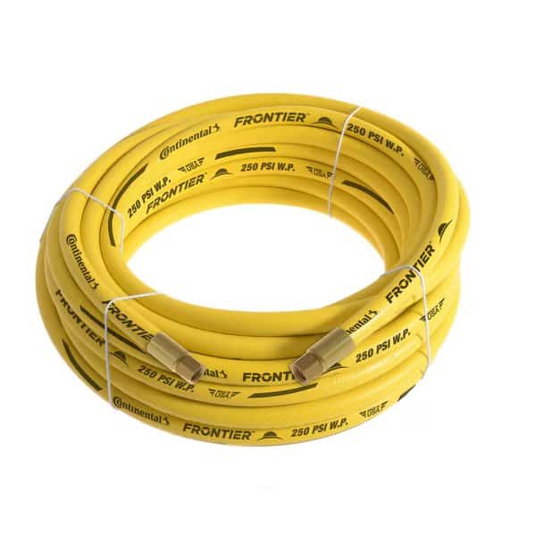 3/8" x 100' Yellow EPDM Rubber Air Hose, 300 PSI, 3/8" FNPSM x FNPSM, Continental, Mfr#: HZY03830-100-41