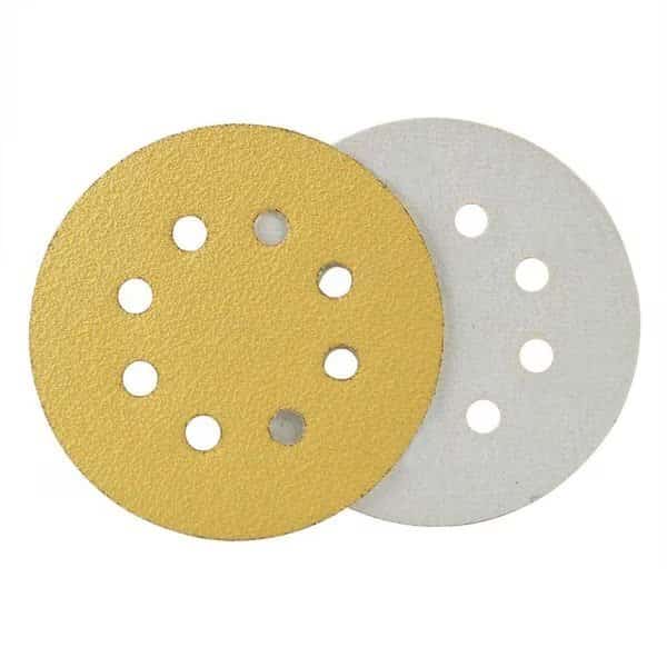 80 Grit 5 Inch Diameter 8-Hole Hook & Loop Sanding Paper (Ceramic Aluminum Oxide), PK 25