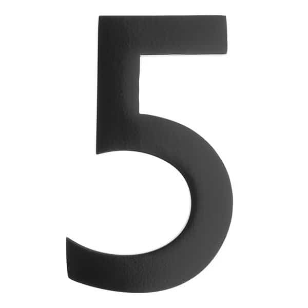 Brass 4 inch Floating House Number Black 5