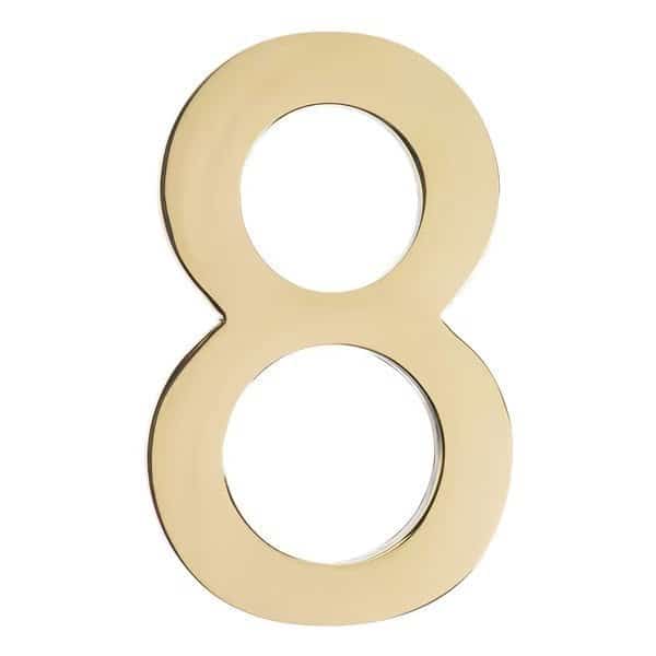Brass 5 inch Floating House Number Polished Brass 8
