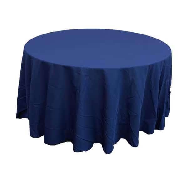 120" Round Polyester Tablecloth, Navy Blue