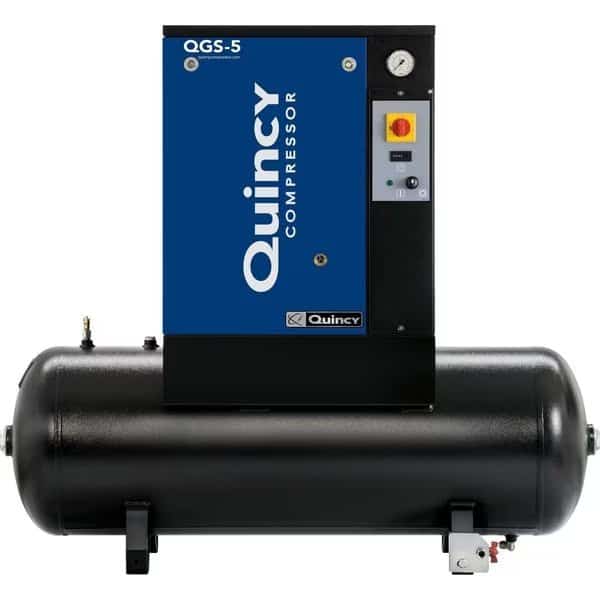 Quincy QGS 5-HP 60- Gallon Tank Mounted Rotary Screw Air Compressor 230/1/60