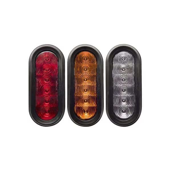 6" Oval Rvrs 6 Led Wht Grmt Mnt Clr Lens Pgtail