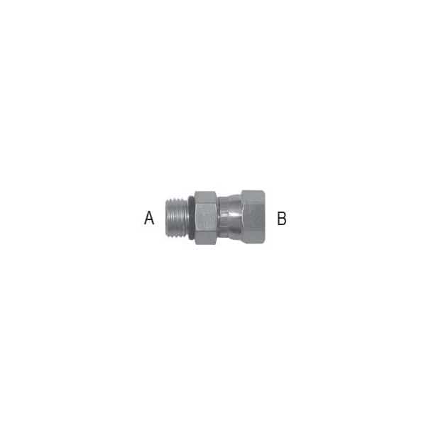 Male O-Ring to Female Pipe Swivel Straight: 9/16-18 A, 3/8-18 B