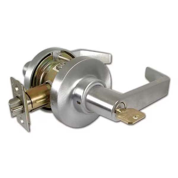 Grade 1 Cylindrical Lock, AB-Entry, 195 Lever, Satin Chrome, 2-3/4 Inch Backset, SFIC Less