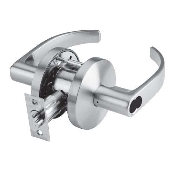 Grade 2 Cylindrical Lock, 70-Classroom, LC-Lever, Satin Chrome, 2-3/4 Inch Backset, SFIC Less