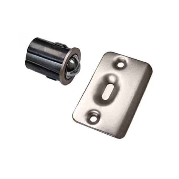 Adjustable Drive-In Ball Catch Full Lip Strike, 1-3/8 x 2-1/4 Round Corner Strike, US15 Satin