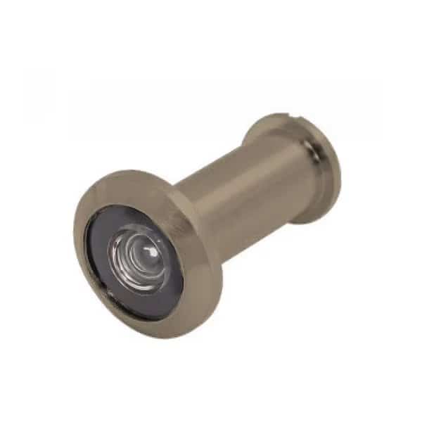 180 Degrees Brass Door Viewer, 9/16 Bore, Plastic Lens, for 1-3/8 to 2 Thick Doors, US15A Satin