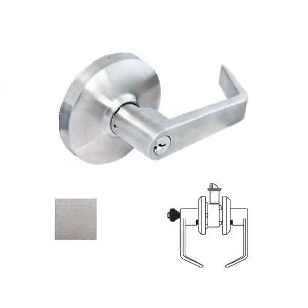 Design Storeroom Lever Lock, 2-3/4 Backset, ASA Strike, SFIC Less Core, US26D Satin Chrome