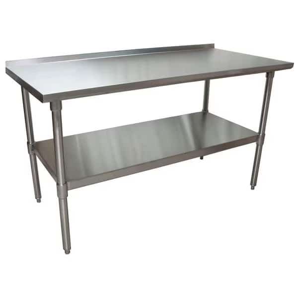 Work Table Stainless Steel With Undershelf, 1.5" Rear Riser 60"Wx30"D