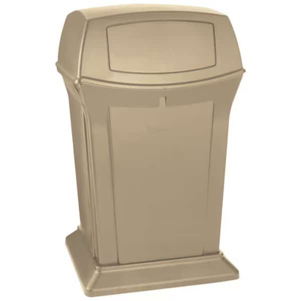 45 gal Trash Can, Beige, Plastic