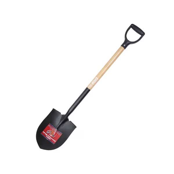 Round Point Shovel, 14 ga Steel Blade, Wood Handle