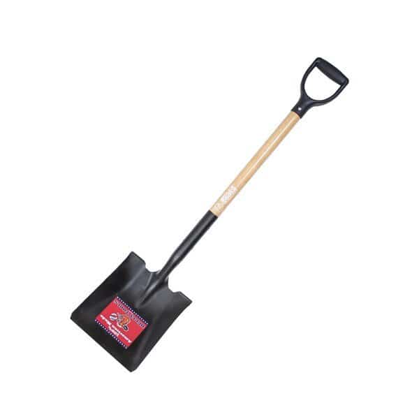 Square Point Shovel, 14 ga Steel Blade, Wood Handle