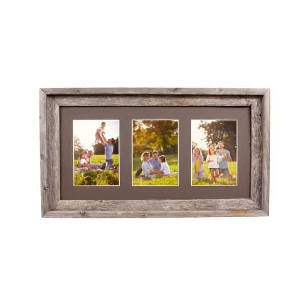 Rustic Farmhouse Reclaimed Frame, Fits 3, 5x7 Photos (Weathered Wood)