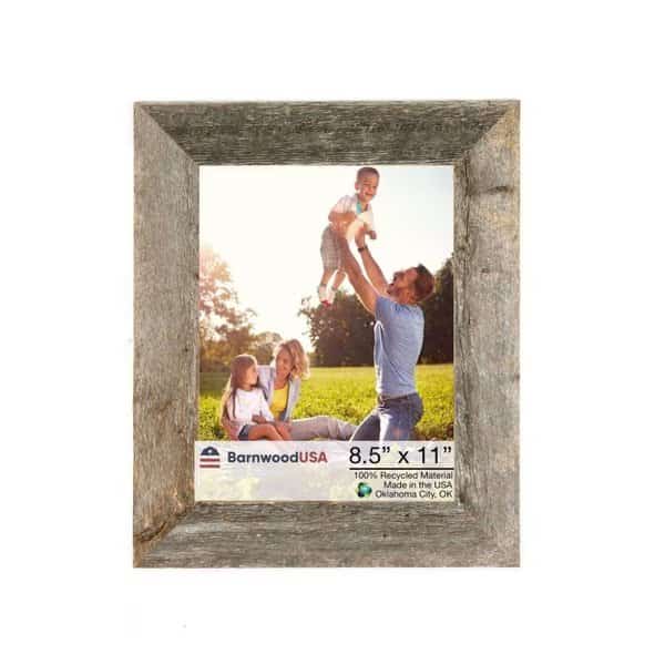 Rustic Farmhouse Reclaimed 8.5x11 Picture Frame (Weathered Gray)