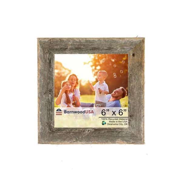 Rustic Farmhouse Reclaimed 6x6 Picture Frame (Weathered Gray)