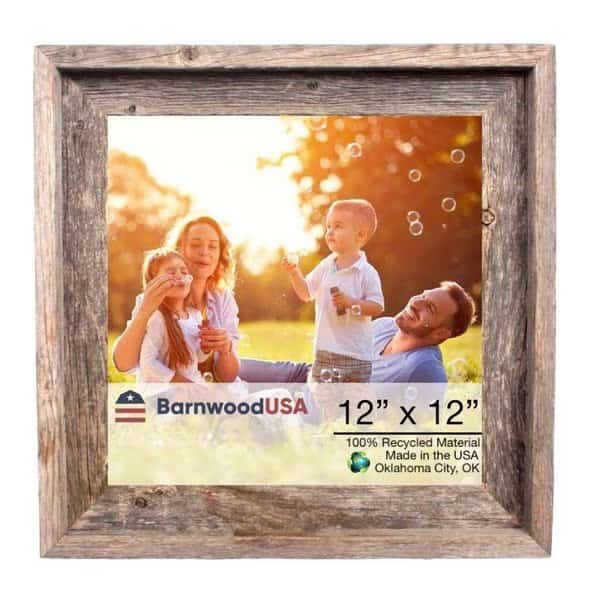 Rustic Signature Reclaimed 12x12 Picture Frame (Nat. Weathered Gray)