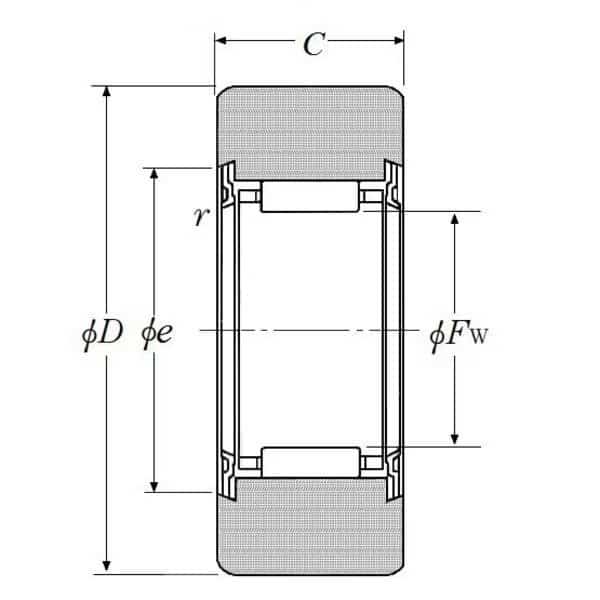 NTN RNA2200XLL, Yoke Type Track Nrb WO Ir Double Sealed, Flat Roller, 14 Mm Idx 30 Mm Od X 138 Mm W