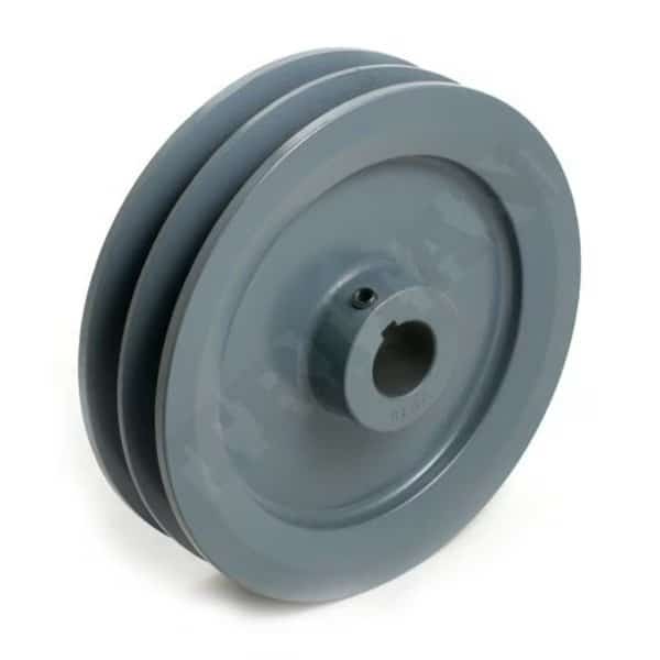 Two Groove Cast Iron Sheave, 7/8-in. Bore Dia., Finished bore w/ Keyway and Set Screw, 2.5-in. OD