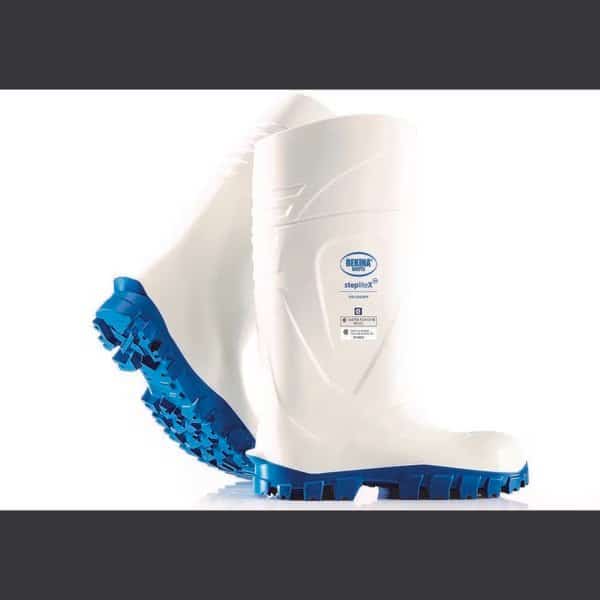 Unisex StepliteX Solidgrip Rubber Boots, Steel Toe, 15 in Height, White, 9