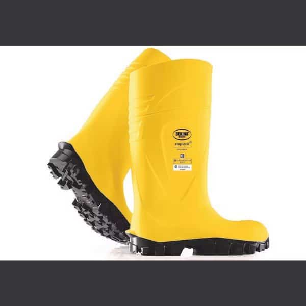 Unisex StepliteX Solidgrip Rubber Boots, Steel Toe, 15 in Height, Yellow, 7